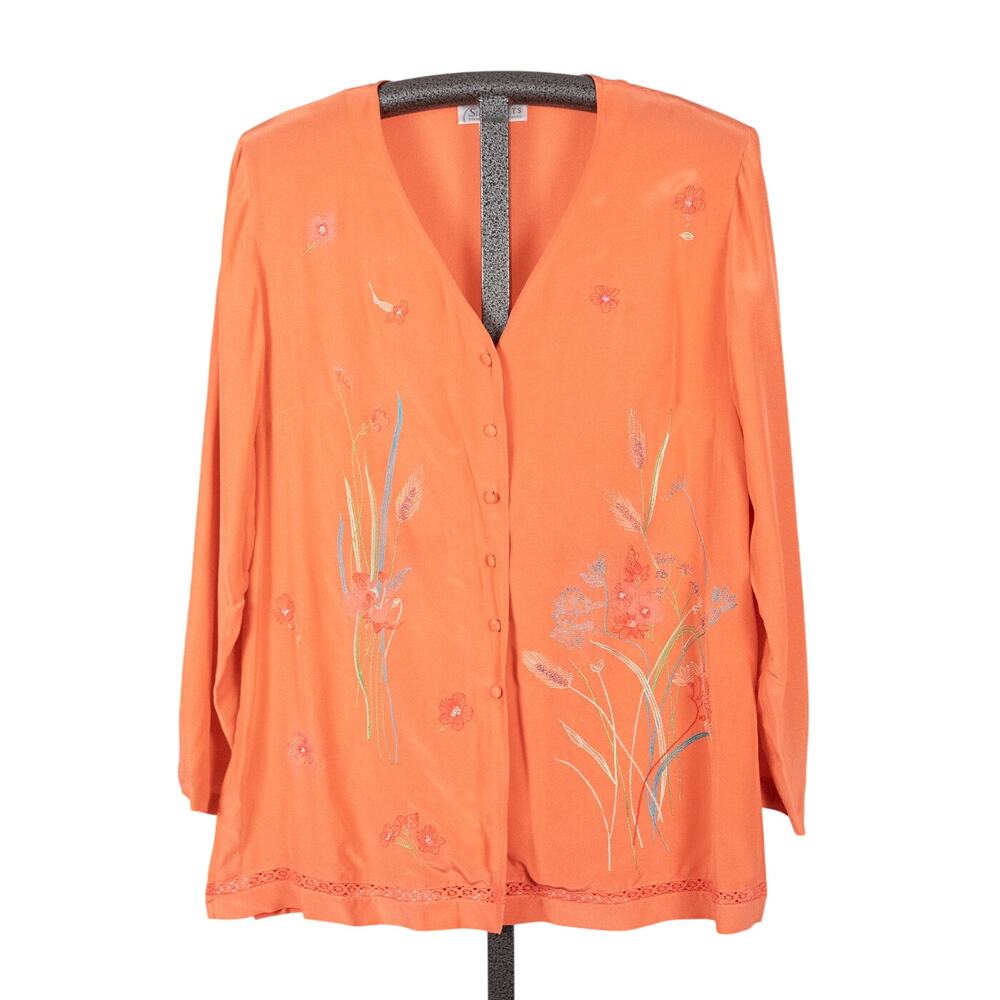 Diane Von Furstenberg Silk Assets SZ MEDIUM 100% Silk Beaded Embroidered Blouse